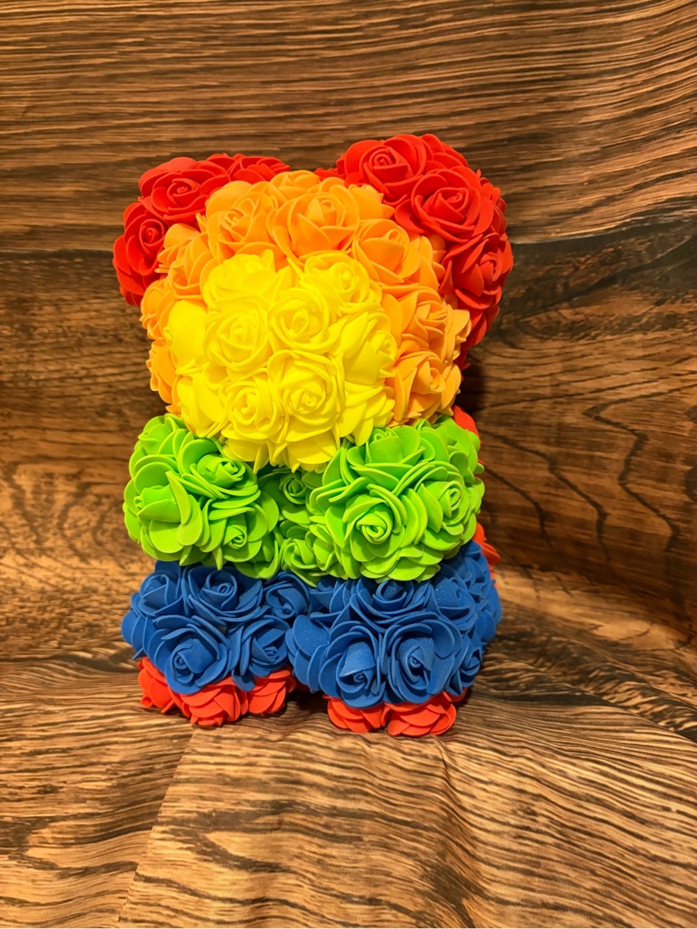 Rainbow Foam Rose Bear - Multicolor